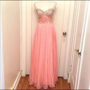 Flirt by Maggie Sottero strapless evening gown